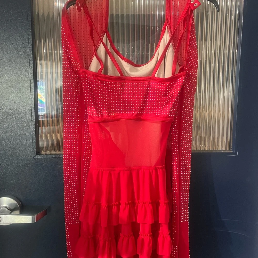 Weissman Red Dance Costume with Rhinestones